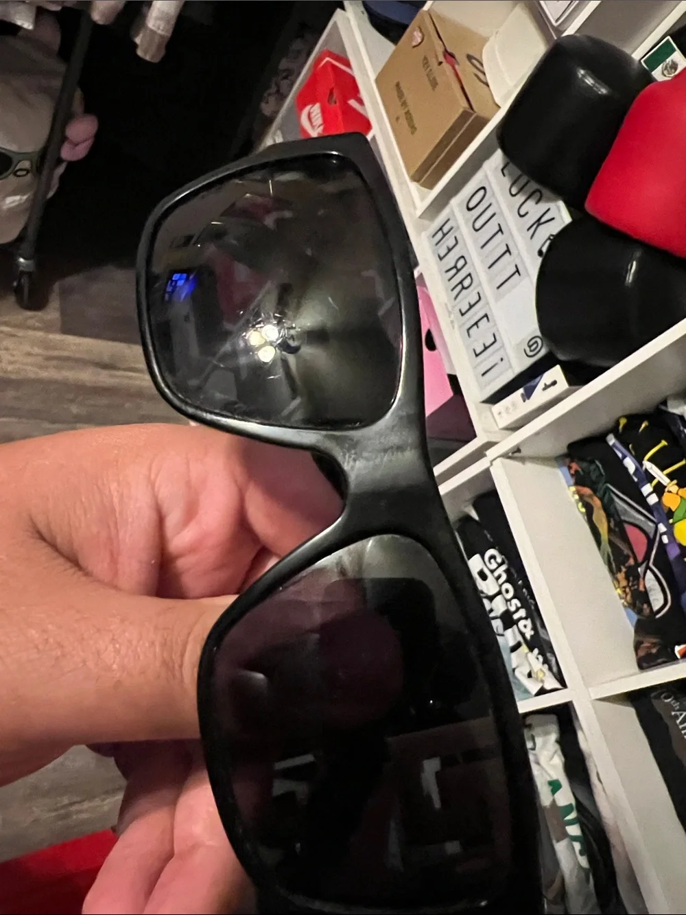 Versace Black Rectangular Sunglasses with Gold Logo Box